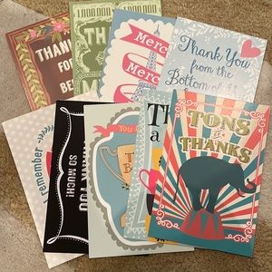 Nine Blank Thank You Postcards